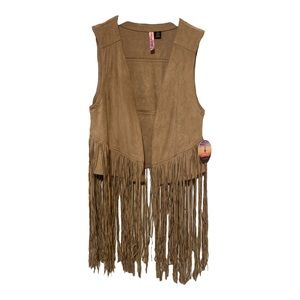 Love by Design Long Suede Fringe Cardigan | Women's Size S